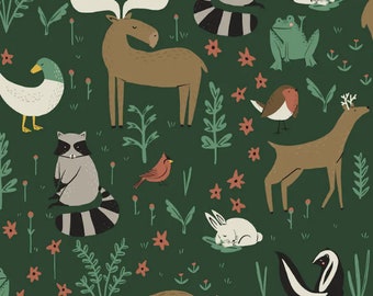 Wild Things Woodlands Forest Green 227283 by Cloud 9 Fabrics ORGANIC