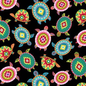 Black Painted Turtles DCX9798-BLAC by Michael Miller Fabrics