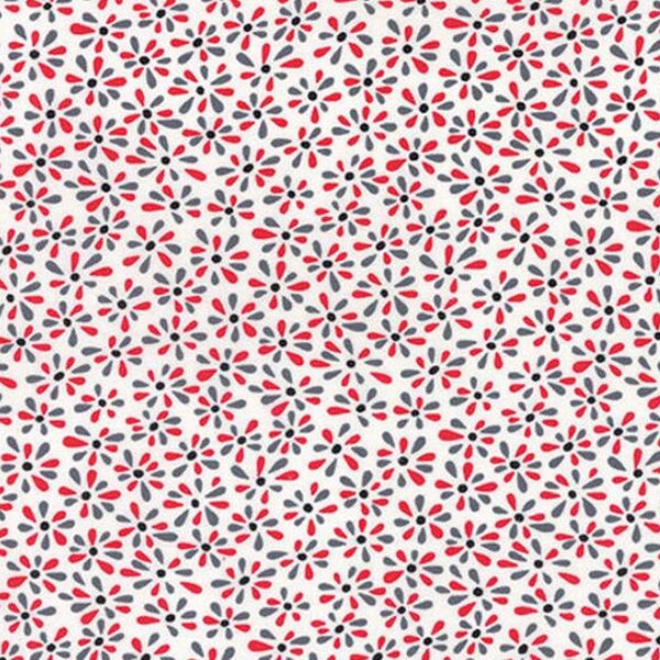 Weeds Collection Red and Grey Flower -White- 22226 31 by Moda