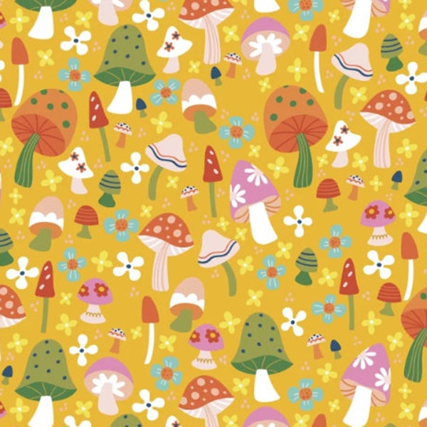 Susie Sunshine Mushroom Field by 3 Wishes Fabrics