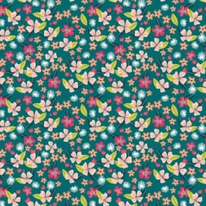Junglemania Flowers on Teal 129.102.04.1 by Blend