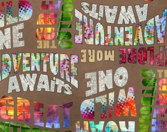 The Great Outdoors Collection Words 16037-Brown-by 3 Wishes Fabric