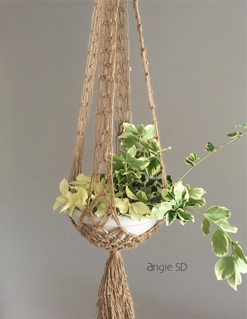 Vintage Plant Hanger Macrame Plant Holder Jute Pot Holder Etsy UK