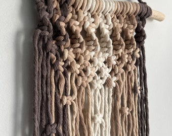 Tapiz de pared de macramé bohemio: tapiz de algodón hecho a mano, decoración neutra