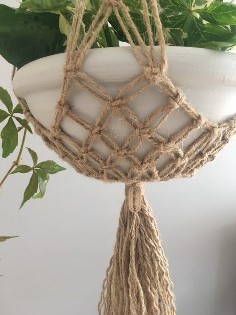 Vintage Plant Hanger Macrame Plant Holder Jute Pot Holder Etsy UK