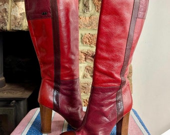 Vintage 90&#39;s Miss Sixty Leather Patchwork Boots - UK 6