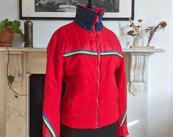 Chaqueta de esquí roja vintage de los años 90 para mujer, S (8)