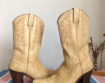 Vintage Sancho Deadstock Western 1980s Cowboy Boots, Leather  