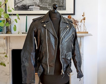 Vintage 90's Unisex, Genuine Leather, Motorcycle Jacket, 36