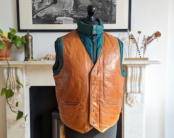 Vintage Schott Leather and Goose Down Gilet, 42 Large