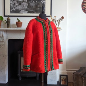 Vintage Austrian Pure New Wool Embroidered Jacket, XXL (EU46)