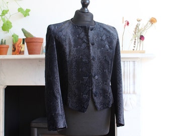 Womens, Fitted Snakeskin Patterned, Velvet Blazer, UK 12, Euro 48