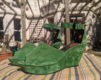 olive green wedge heels