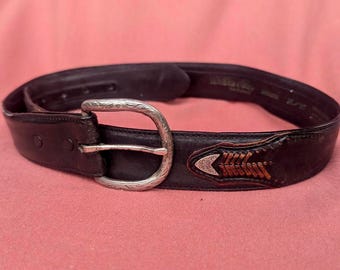 90s Levis Leather Belt Distressed Xs Western Brown 1990s  display picture 2