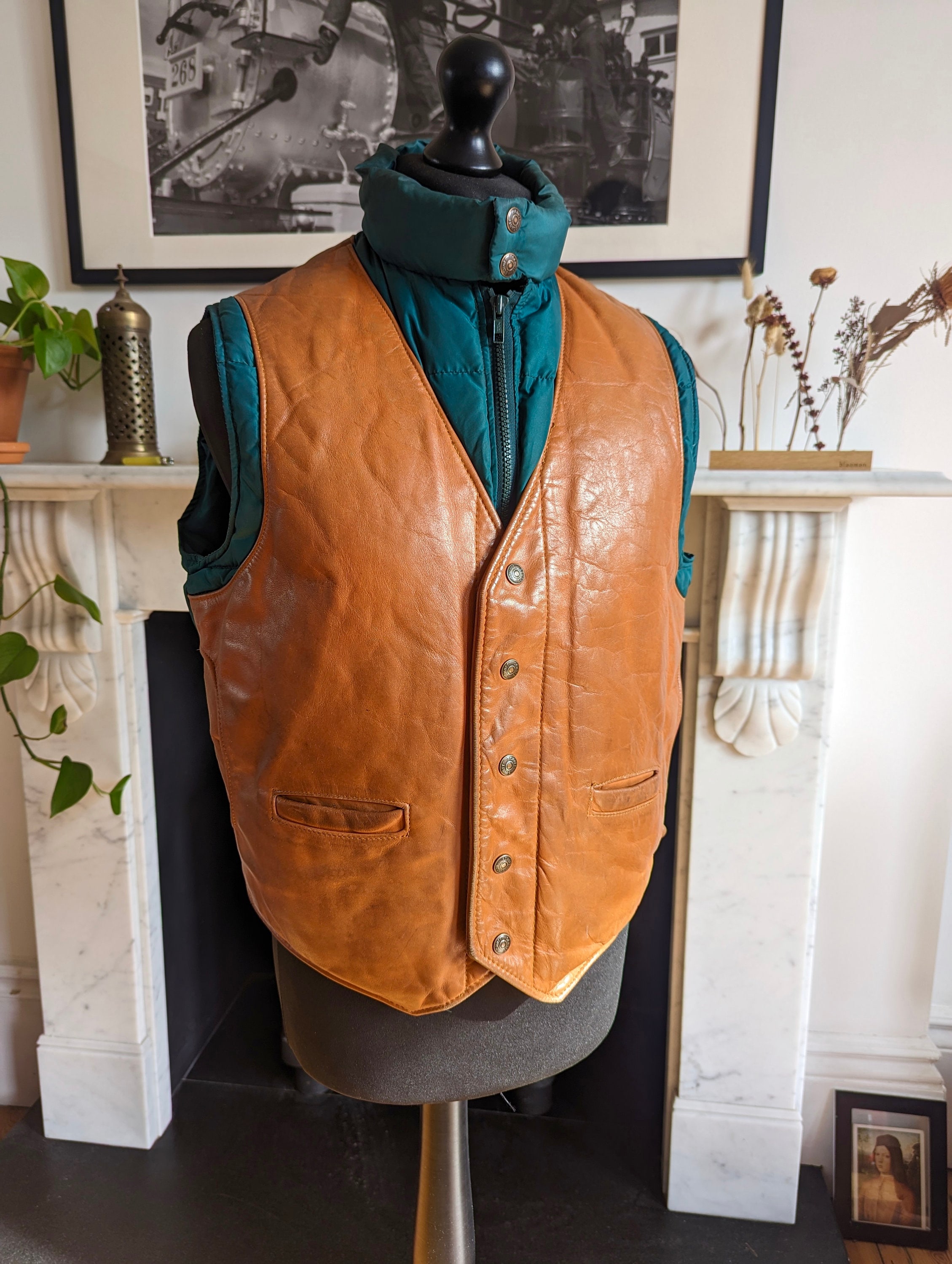 Vintage Schott Leather and Goose Down Gilet 42 Large Etsy Canada
