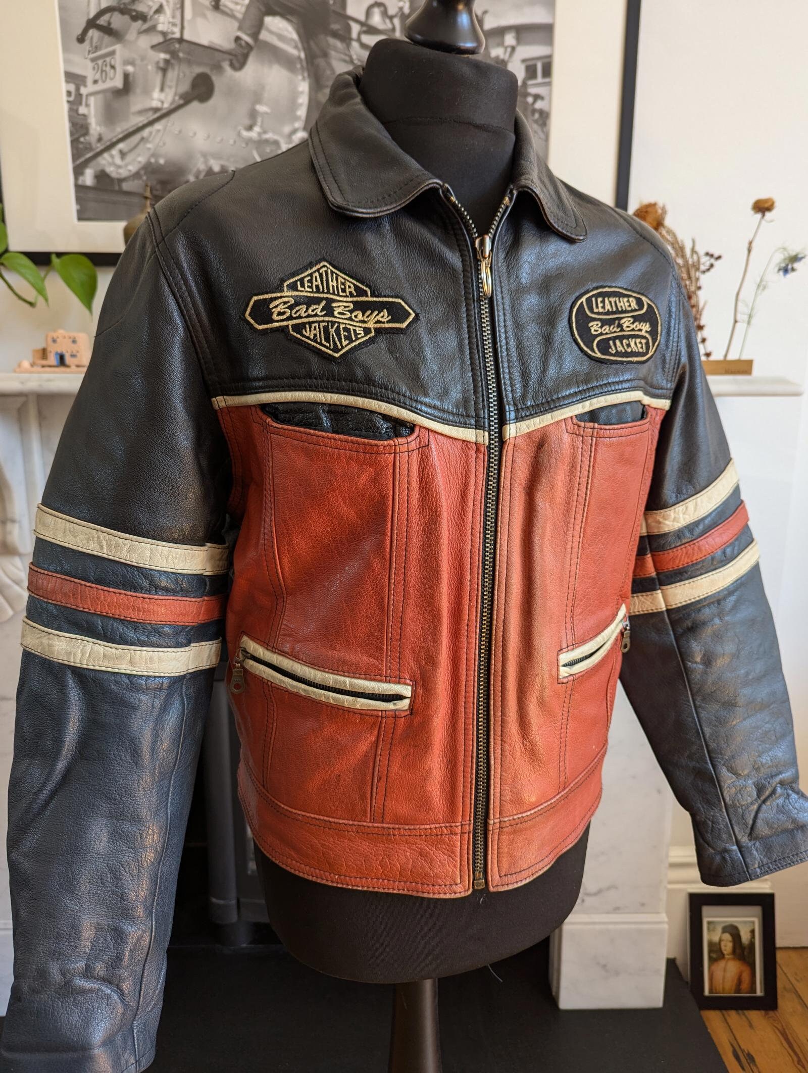 Vintage 90's Bad Boys Customised Leather Biker Jacket