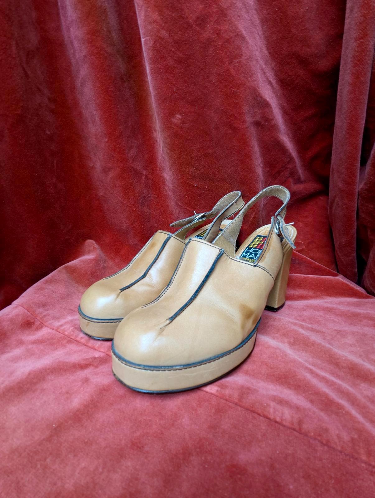 Chaussures Plateformes Vintage Années 60-70 Funky - Taille 7 US - État Spécial Occasion