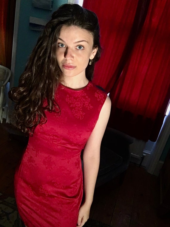 Red Embroidered Cocktail Dress Size 14 
