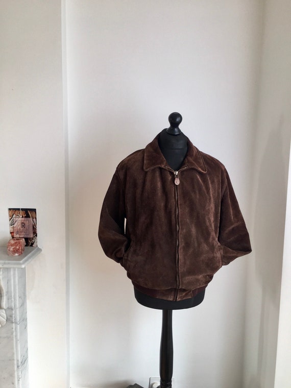 koppel Uitgraving Pardon Vintage Armani Jeans Brown Suede Jacket Mens Large - Etsy