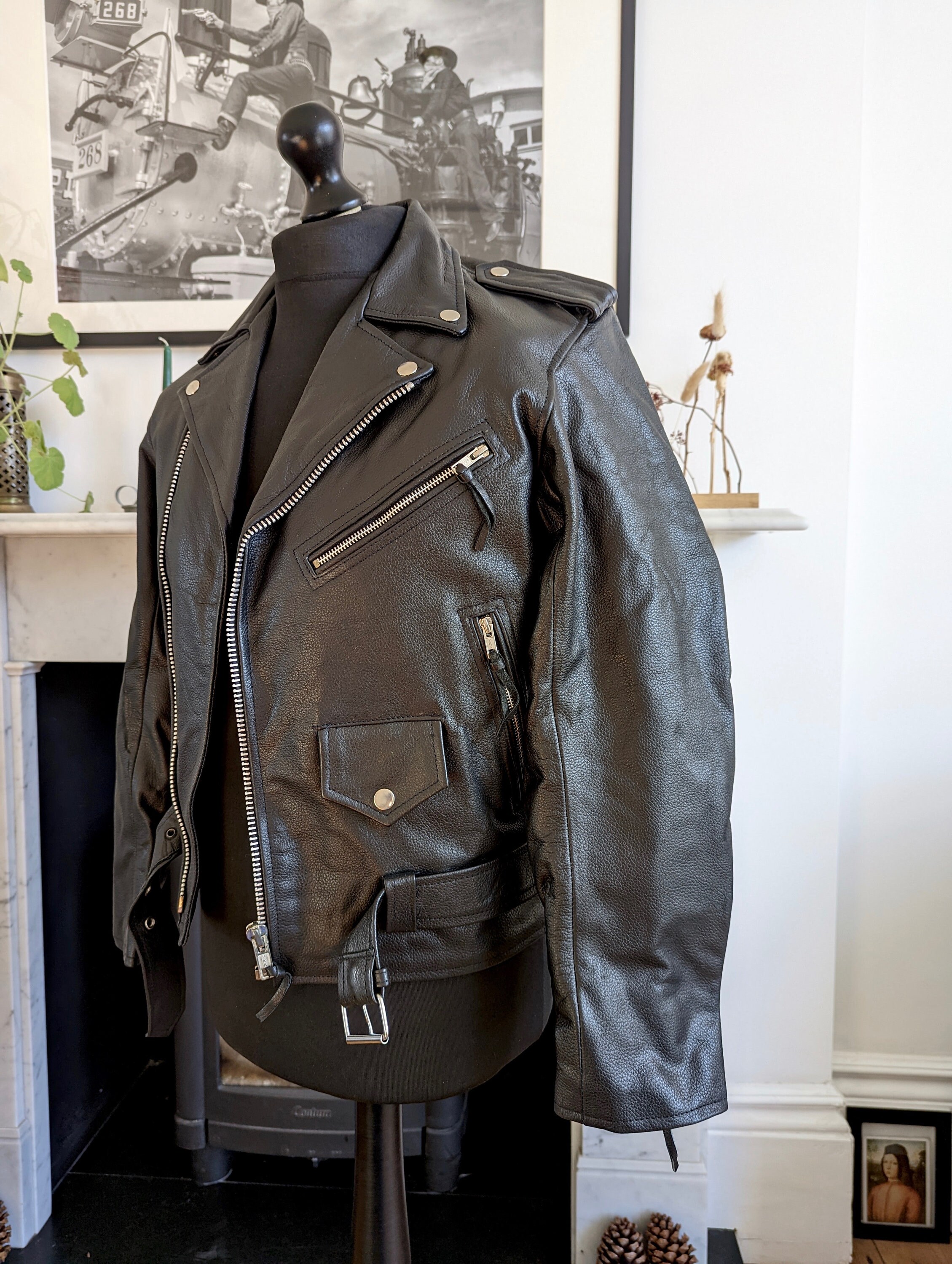 Vintage 90's Unisex, Genuine Leather, Motorcycle Jacket, 36