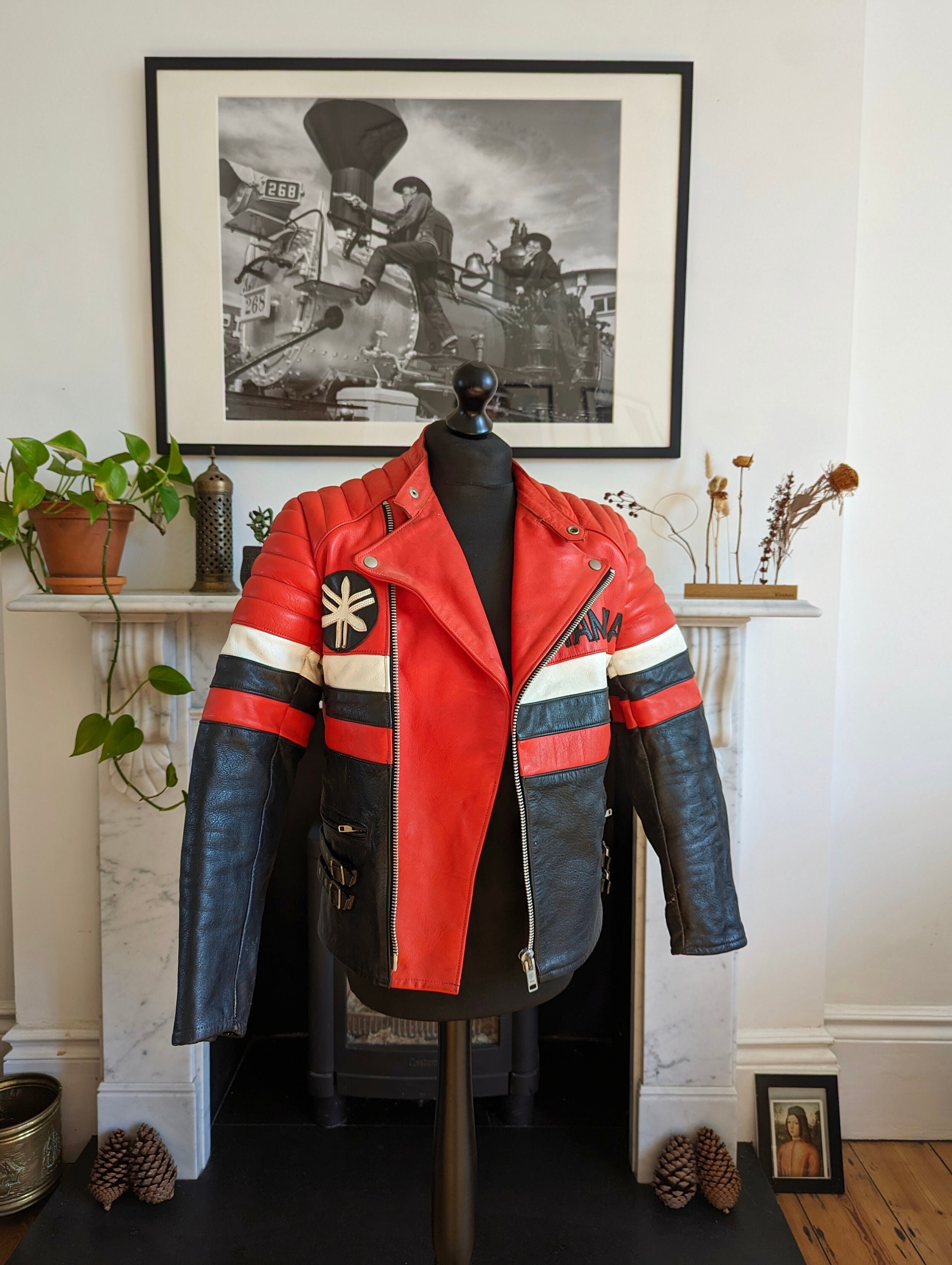 Blouson cuir yamaha vintage new arrivals
