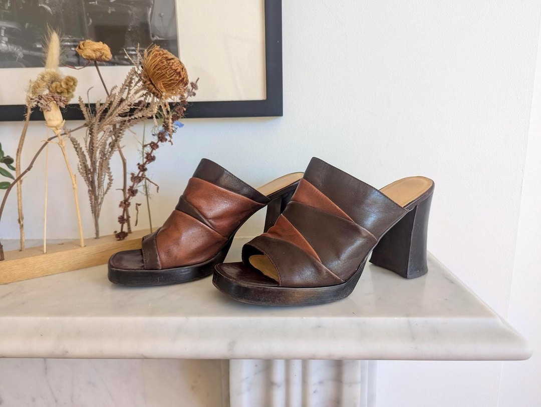 Sabot in pelle vintage anni '90 Taglia UK (EU 40) Italia