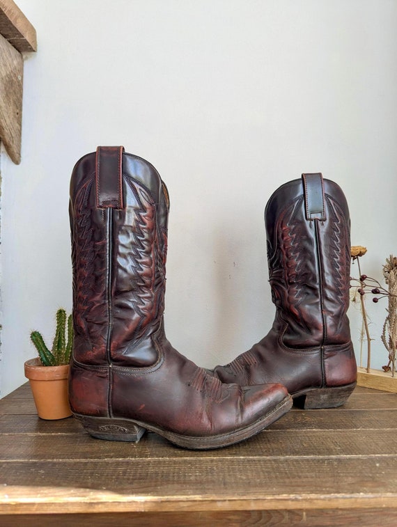 Vintage Sendra Burgundy Cowboy Boots UK 7.5 Etsy Sweden