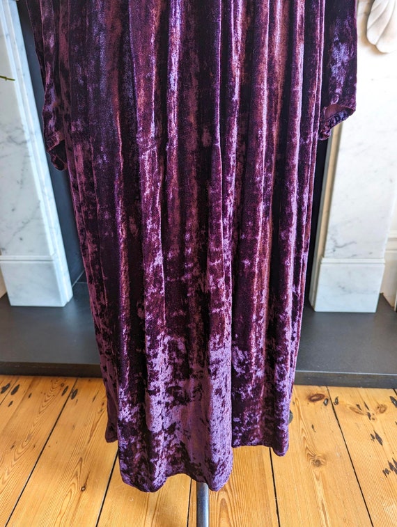 Vintage 90s Crushed Velvet, Purple Maxi Dress, 8-… - image 5