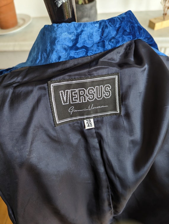 Vintage 90's Versus Versace, Royal Blue, Velvet D… - image 9