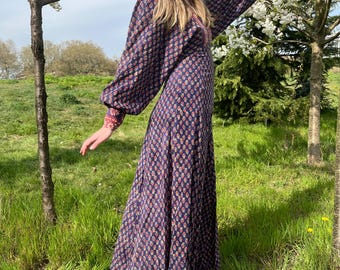 70s Ayesha Davar Indian Gauze Cotton Maxi Dress – True Vintage – UK 6–8 (Small)