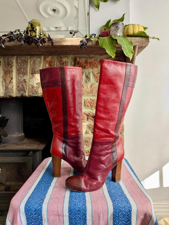 Vintage 90's Miss Sixty Leather Patchwork Boots - UK 6