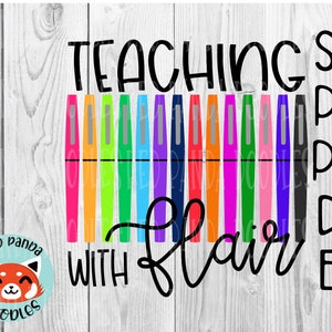 Teaching with Flair - Teacher and Back to School Digital Design and Cut File PNG SVG