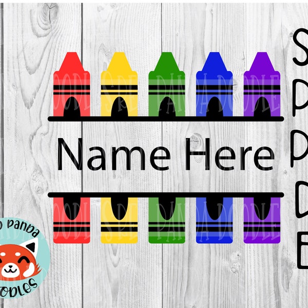 Chunky Crayon Split for Name Monogram - Teacher and Back to School Digital Design PNG SVG