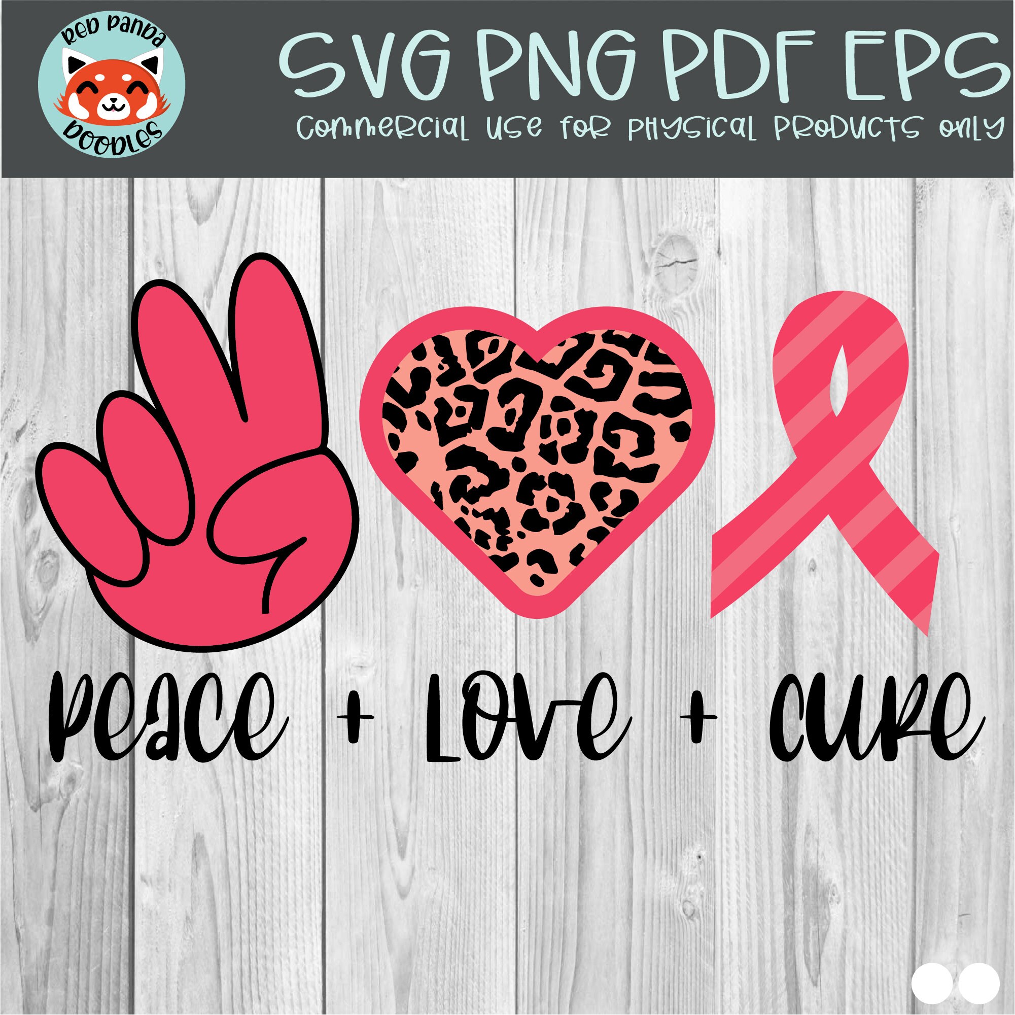 Peace Love and Cure for Breast Cancer Awareness Digital SVG | Etsy