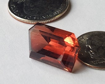 15.36ct Natural Red Oregon Sunstone Gemstone, Free-Form Step Cut