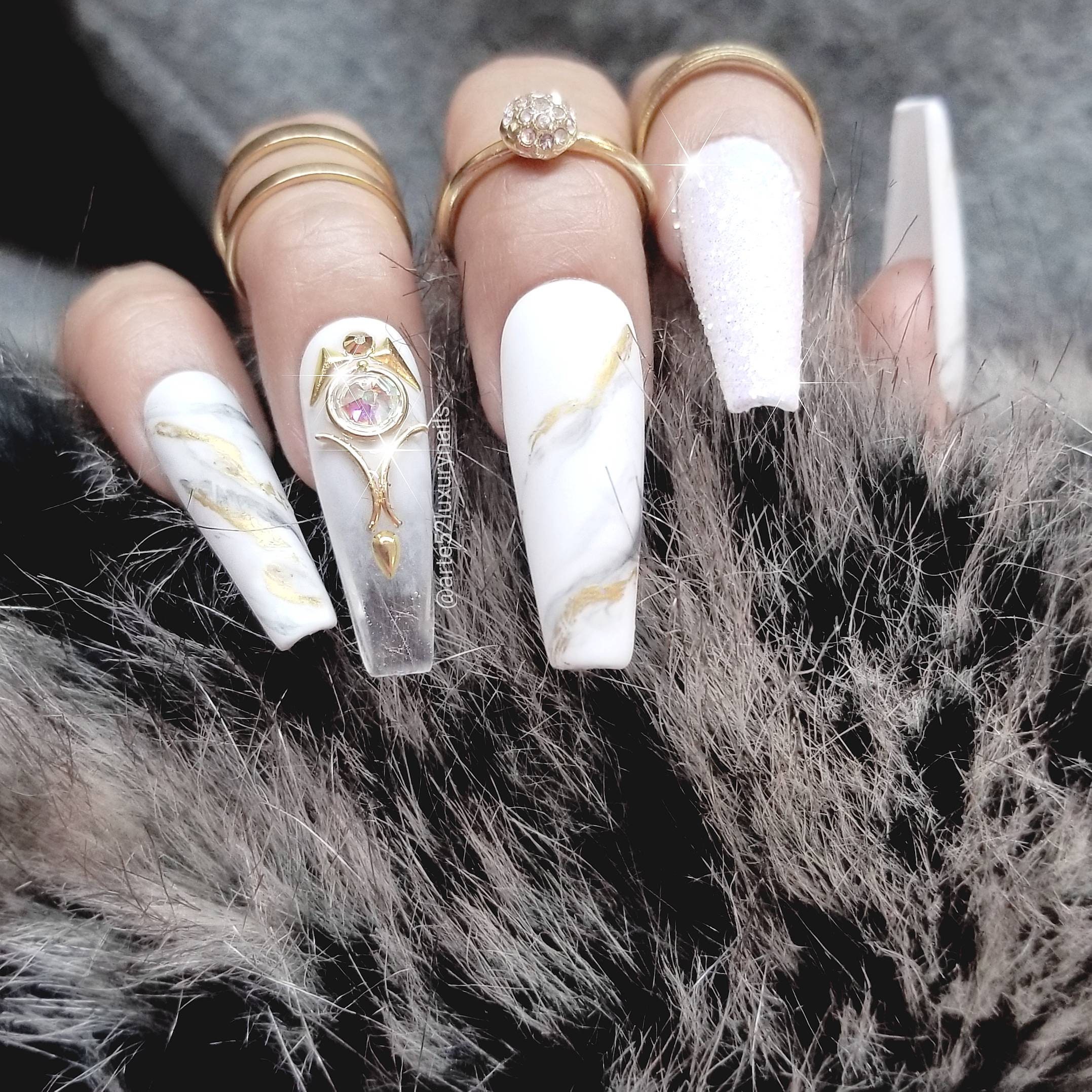 Ceo White Marble Gold Press On Nail Coffin Nail Long Etsy Ceo White Marble Gold Press On Nail Coffin Nail Long Etsy