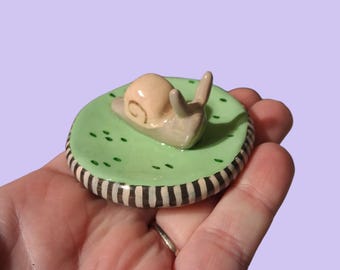 Snail ring dish polymer clay figure
