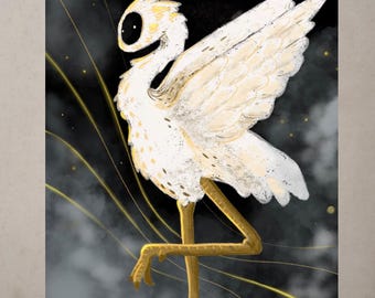 Faceless Crane of Guidance Surreal art print