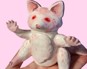 Peony the Albino Raccoon Polymer Clay Figure