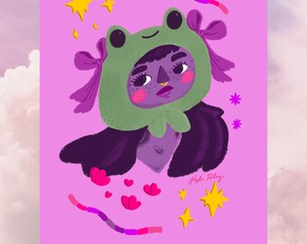 Whimsy is a Way of Life Froggy Hat Art Print