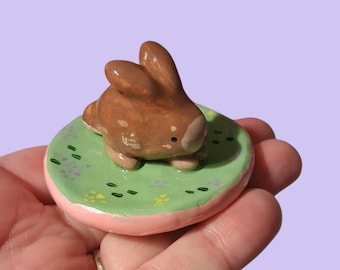 Bunny ring dish polymer clay figure