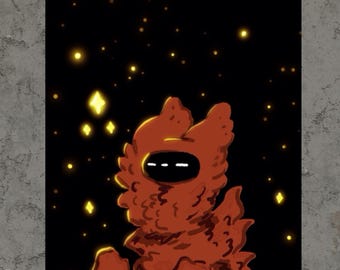 Copper Cat Space Dragon Art Print