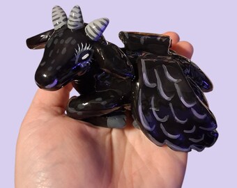 Lenore the Winged Mountain Sheep polymer Clay Sculpture