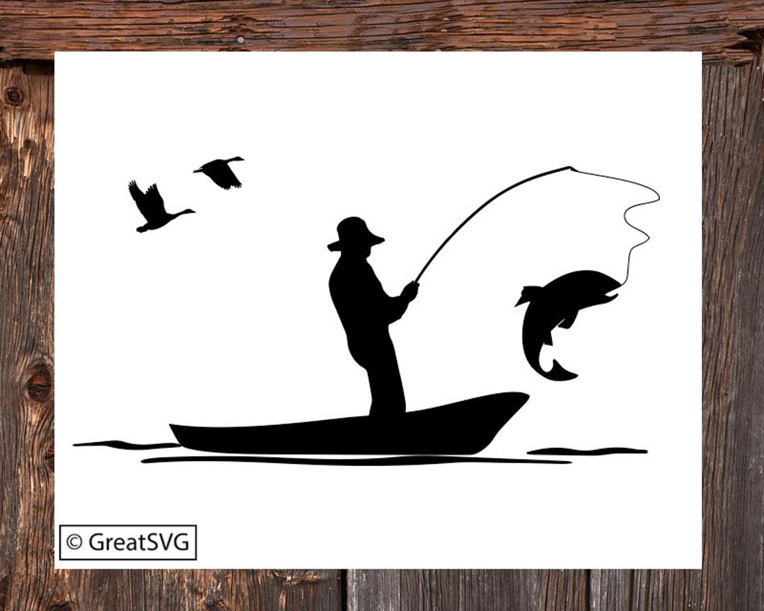 Fisherman SVG, Trout Fishing SVG, Fishing Boat SVG, Trout Fisherman for  Cricut, Trout Fishing for Silhouette 