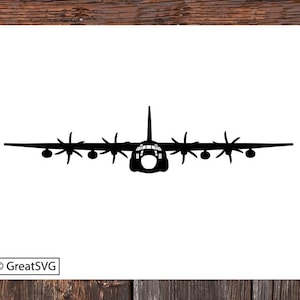 C130 met zes bladen prop SVG-bestand knippen, C130 svg, C130 gesneden bestand, C130 voor Cricut, MC130P voor Silhouette, vliegtuig svg, transportvliegtuig svg