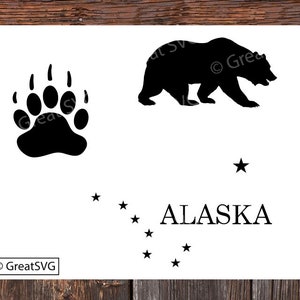 Alaska Flag SVG, Bear SVG, Grizzly Bear SVG, Bear Track svg, Alaska svg