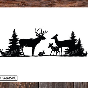 Deer SVG, Rabbit SVG, Deer SVG cut file, Deer family silhouette, Country svg, Deer svg for cricut, deer for cricut, deer for silhouette