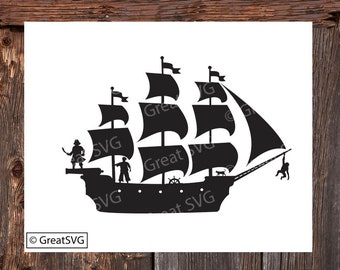 Pirate Ship SVG, Pirate Ship Clip Art, Pirate Ship for Cricut, Pirate Ship SVG for Silhouette, Pirate Ship for Tee shirt