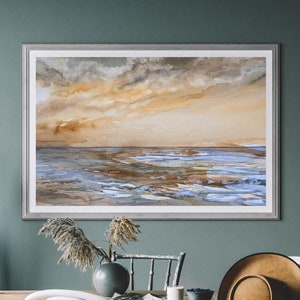 Dipinto di paesaggio marino da foto o immaginazione - Paesaggio, arte astratta per l'interior design + biglietto d'auguri personalizzato