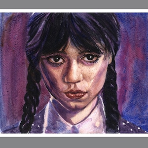 Miércoles Pintura de acuarela original en papel o IMPRESIÓN, regalo de CUMPLEAÑOS más tarjeta de felicitación gratis